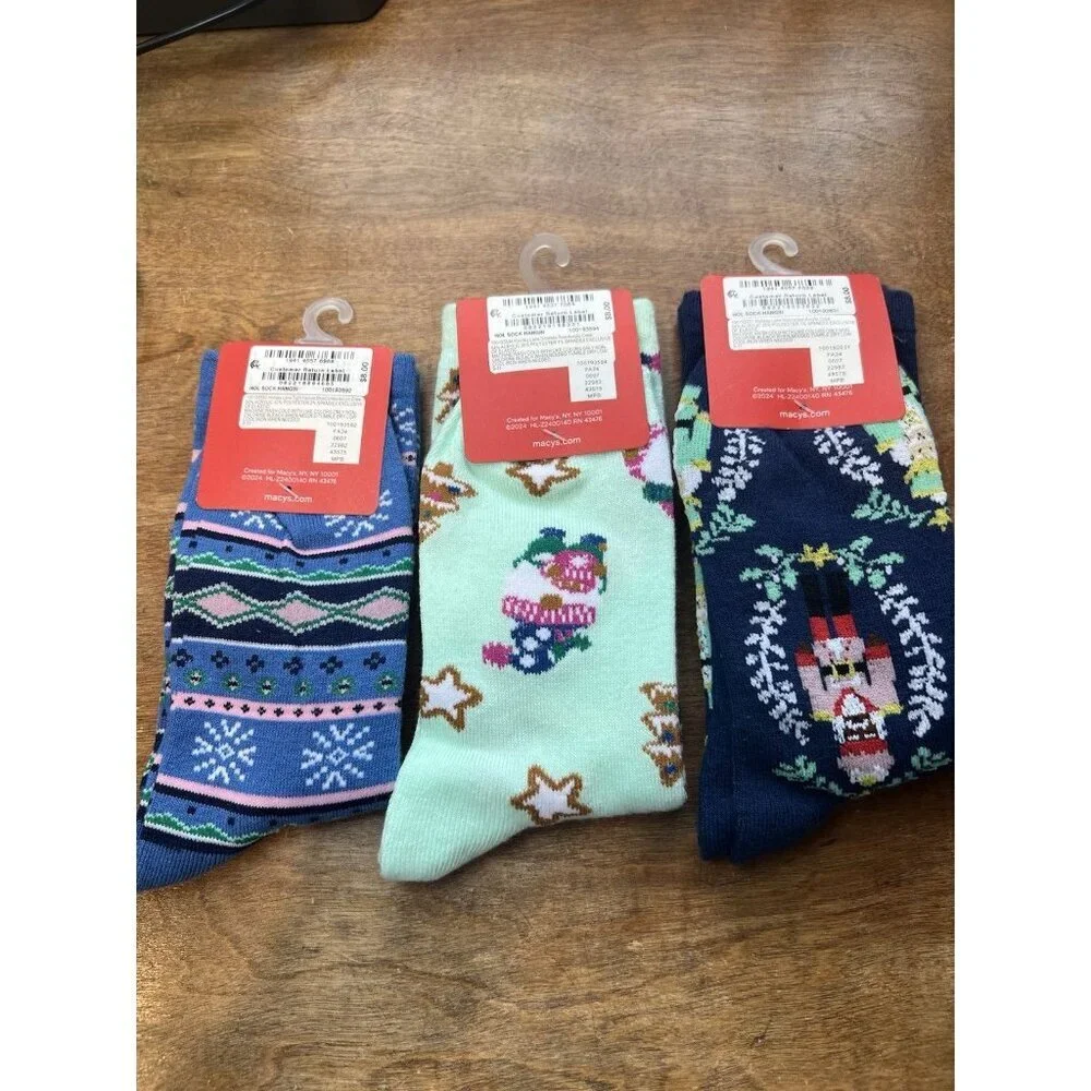 Holiday Lane Christmas Holiday Socks Set Of 3 Macy’s Festive Winter NWT